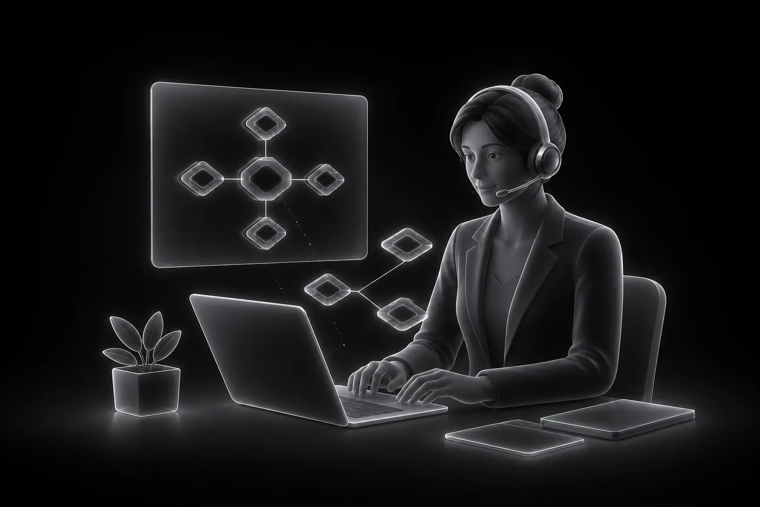 AI consultant guiding a business process map